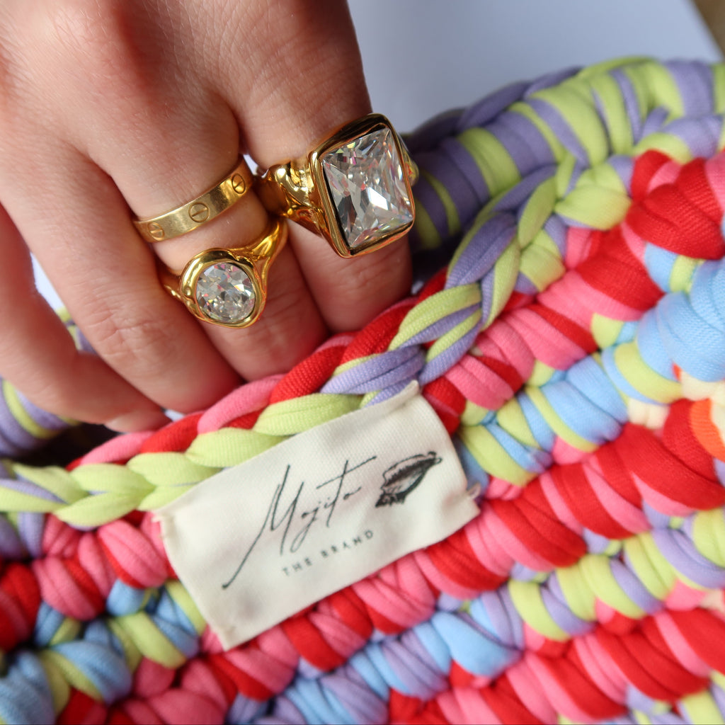 Gold Chunky Disco Rings.