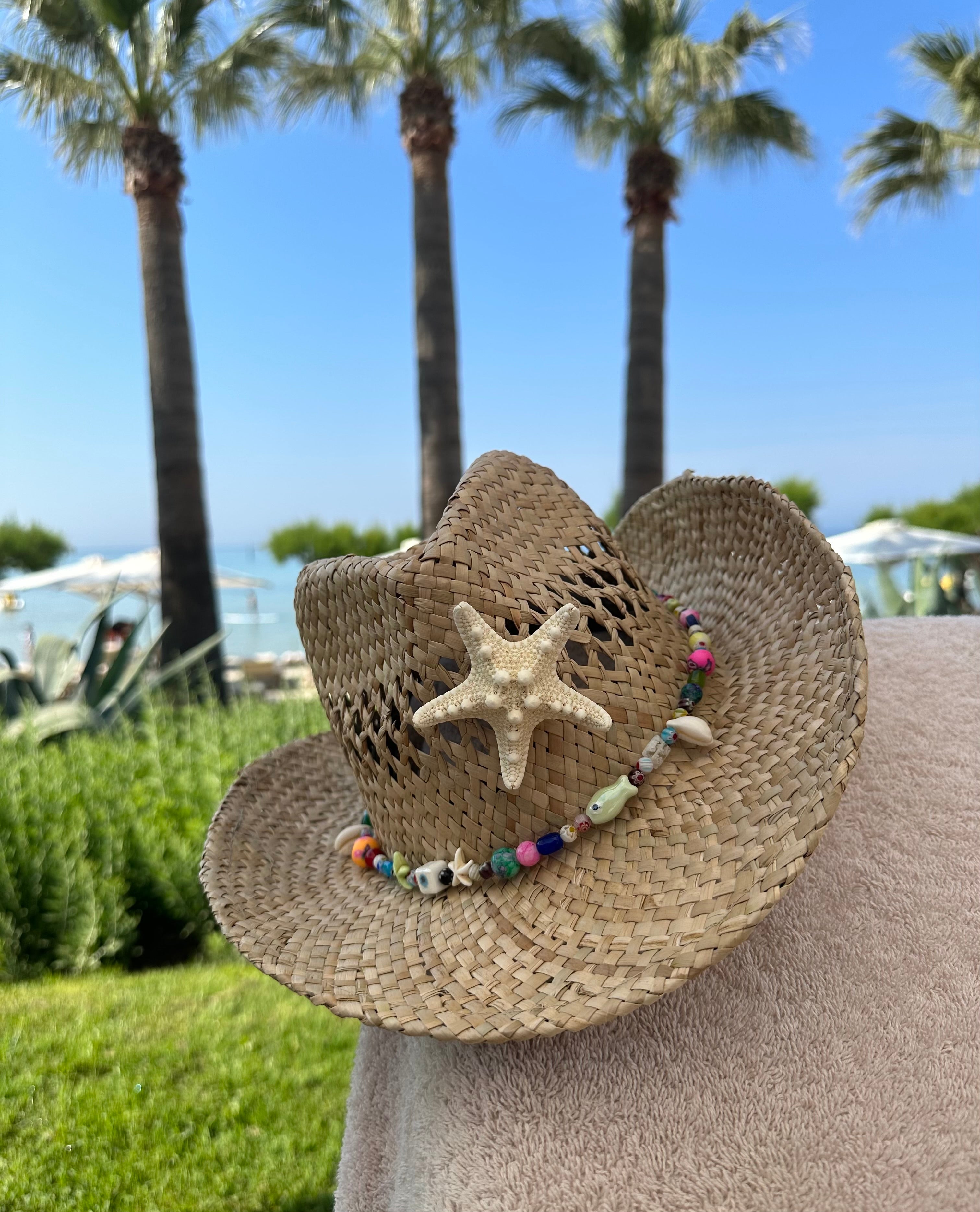 Island Straw Starfish Cowboy Hat.